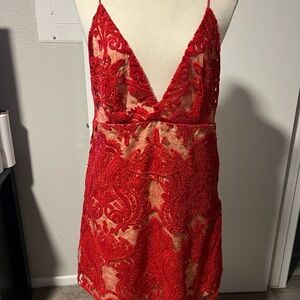 Free People Red Lace Mini Dress